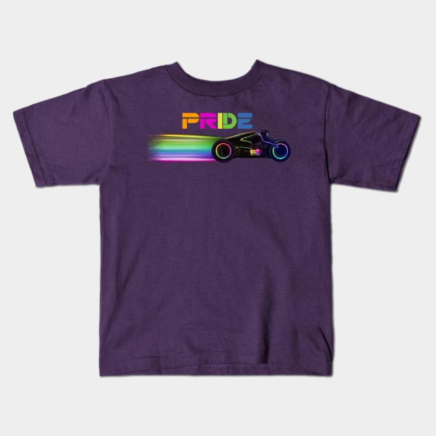 Tron Pride Cycle Kids T-Shirt by DistractedGeek